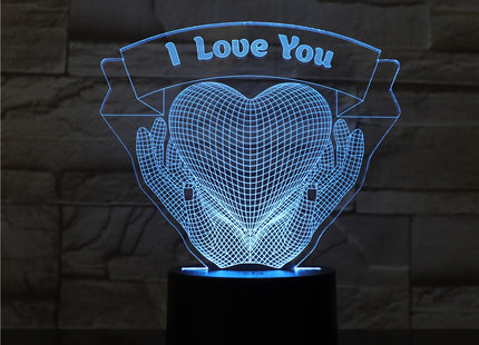 Valentines Day Gift Hands Holding Love 3D Night Light
