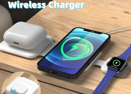 3 In 1 Magnetic Foldable Wireless Charger Charging Station Multi-device Folding Cell Phone Wireless Charger Gadgets