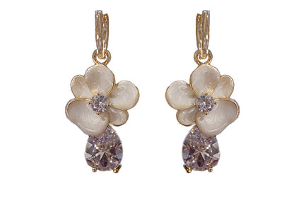 Fashion Flower Zircon Elegant Retro Earrings