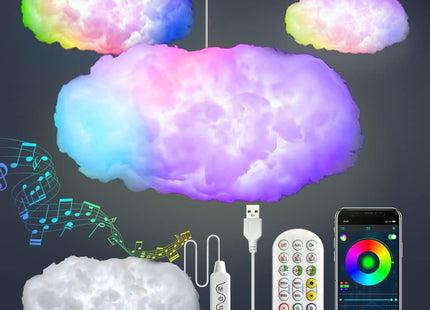 USB Cloud Light APP Control Music Synchronization 3D RGBIC Ambient Light Lightning Simulation Clouds Bedroom Room Light