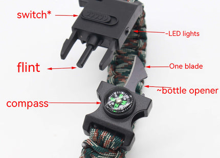 Outdoor Multifunctional Paracord Bracelet Lighting Lamp