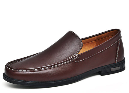British Casual White Shoes Business Formal Wear Slip-on Hollowed-out Breathable Leather Shoes
