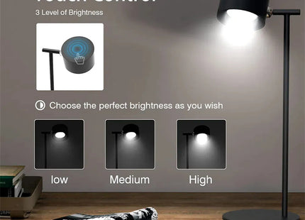 Magnetic Touchable LED USB Rechargeable Table Lamp 360 Rotate Cordless Remote Control Desk Lights Home Bedroom Wall Night Lamp