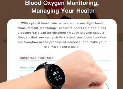 D18 Bluetooth Smart Watch, Men Women Blood Pressure Heart Rate Monitor, Pedometer Sport Tracker Smart Band for Android iOS, Fitness Activity Tracker