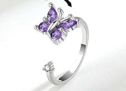 Rotatable Zircon Butterfly Ring For Women