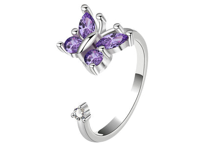 Rotatable Zircon Butterfly Ring For Women