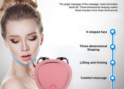 Portable Facial Micro-current Beauty Instrument For Lifting Thinning And Reducing Edema With Double Roller Massager