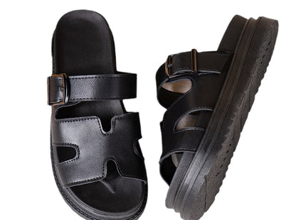 Women's All-match Thick Bottom Buckle Solid Color European And American Leisure Sandals