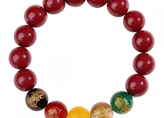 Cinnabar Bracelet Natural Five Gods Of Wealth Purple Gold