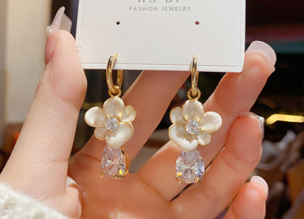 Fashion Flower Zircon Elegant Retro Earrings