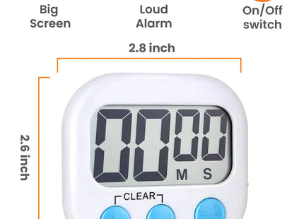 Digital Kitchen Cooking Timer - Large LCD Display, Loud Alarm, Magnetic Back, Countdown and Count Up Functions - Perfect for Cooking, Baking, Studying, and Workouts