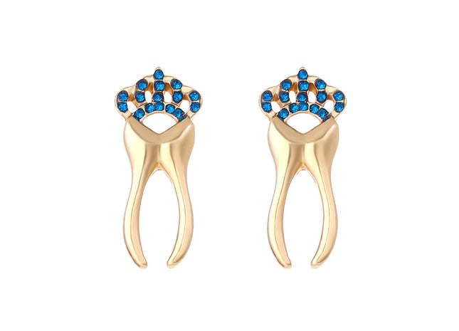 Fashion Simple Alloy Diamond Crown Tooth Stud Earrings
