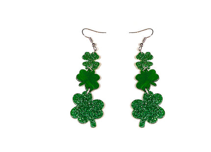 Elegant Acrylic Green Clover Earrings