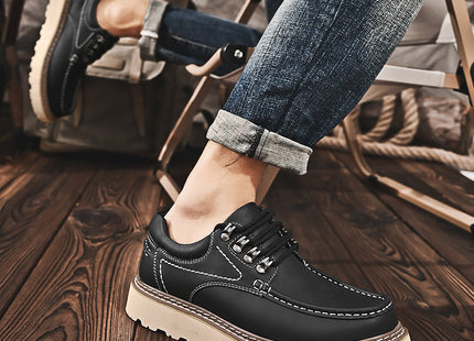 Genuine Leather Fashion Versatile Casual Shoes Thick Sole Height Increasing