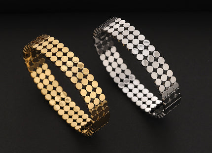 Fashion Simple Titanium Steel 18K Gold Plated Dot Beads Men's Bracelet