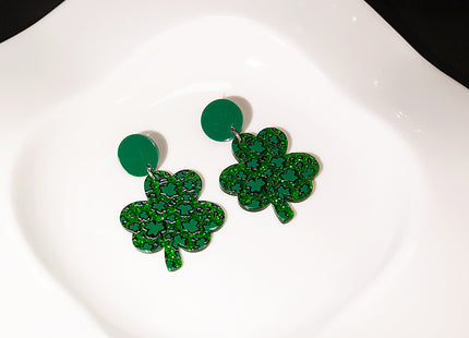 Elegant Acrylic Green Clover Earrings