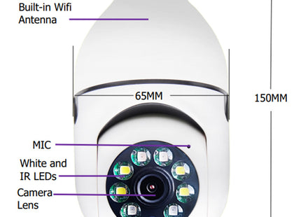 E27 Light Bulb Camera, CCTV Camera Systems, Full HD 1080P Wireless Wifi Camera, Surveillance Camera With Night Vision, 2-Way Audio, Motion Detection Alarm, Home Security Camera
