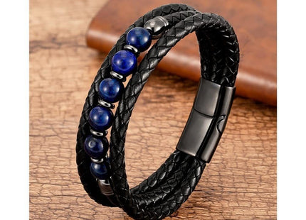 Men's Tigereye Bead Stainless Steel Magnetic Snap Bracelet