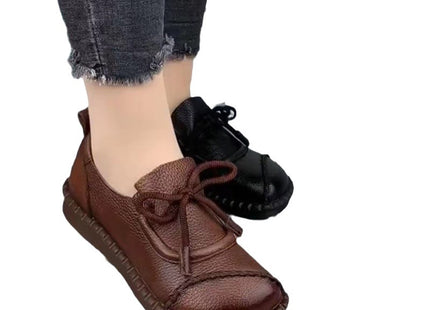 Retro Casual Lace Up Soft Leather Platform Leather Shoes