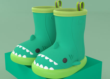 Cartoon Shark Slip On Rain Boots, Waterproof Non Slip Rain Boots