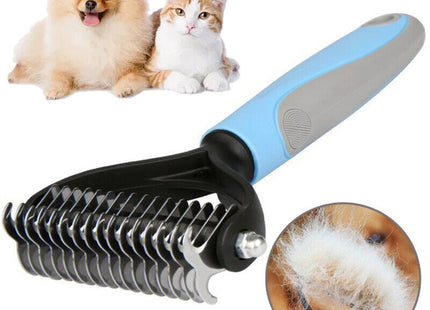 Grooming Brush For Pet Dog Cat Deshedding Tool Rake Comb Fur Remover Reduce 2-Side Dematting Tool For Dogs Cats Pets Grooming Brush Double Sided Shedding And Dematting Undercoat Rake Hair Removal Comb