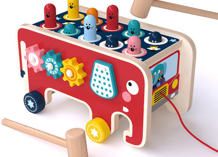 Montessori Toddlers Kids Wooden Pounding Bench Animal Bus Toys Early Educational Set Gifts For Children Toy Musical Instrument