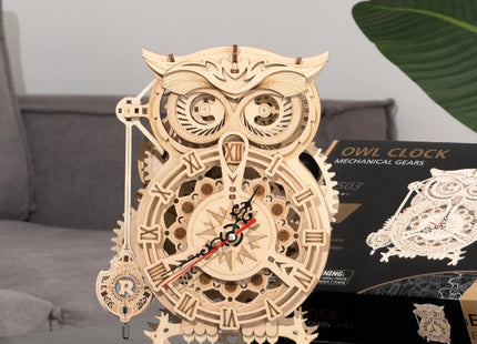 Robotime Rokr Creative DIY Toys 3D Owl Wooden Clock Building Block Kits For Children Christmas Gifts Home Decoration LK503