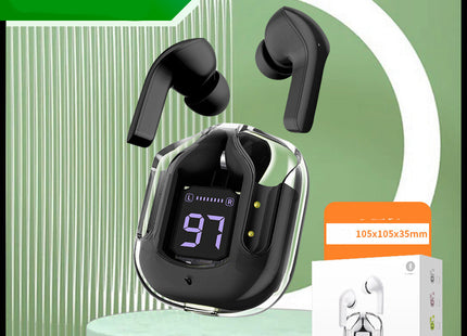 New Mini Transparent Wireless Bluetooth Headset Digital Display ENC Noise Reduction True Wireless Sports Music