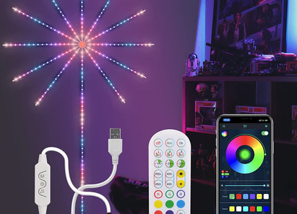 Firework Lights LED Strip Music Sound Sync Color Changing Remote Control LED Firework Light For Room Party