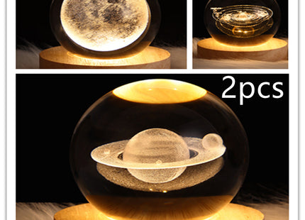 LED Night Light Galaxy Crystal Ball Table Lamp 3D Planet Moon Lamp Bedroom Home Decor For Kids Party Children Birthday Gifts