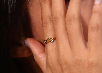 Irregular Surface Ring Ornament Stainless Steel 18k Golden Personality Simple And Light Luxury