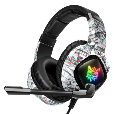 RGB Light Subwoofer Wired Headphones, Head-mounted Gaming Headset with USB Plug