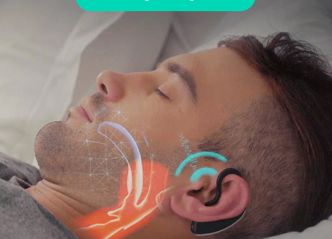 24-Hour Bluetooth Anti-snoring Device - Smart Snore Stopper Earset for Restful Sleep - Bone Conduction Technology, Intelligent Vibration, Sleep Data Analysis - Say Goodbye to Snoring Today!