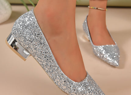 Crystal Sequins Low Heel Shoes Women