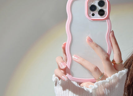 Wave Border Mobile Phone Case Solid Color Simple Candy Color