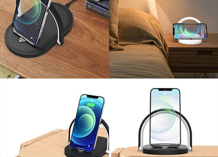 3 In 1 Foldable Wireless Charger Night Light Wireless Charging Station Stonego LED Reading Table Lamp 15W Fast Charging Light
