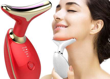 EMS Thermal Neck Lifting And Tighten Massager Electric Microcurrent Wrinkle Remover LED Photon Face Beauty Device For Woman