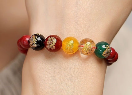 Cinnabar Bracelet Natural Five Gods Of Wealth Purple Gold