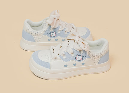 Cute Girls' Sneakers Lace-up Low-top White Shoes