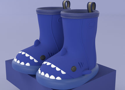 Cartoon Shark Slip On Rain Boots, Waterproof Non Slip Rain Boots