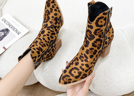 European And American Flat Leopard Print Pointed-toe Side Zip Women's Casual Pumps