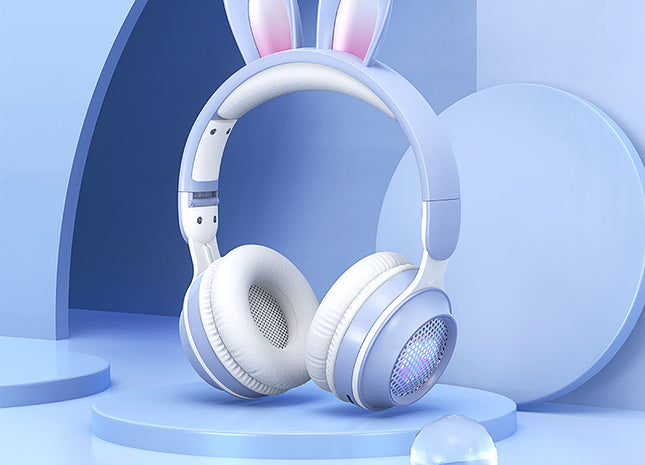 Rabbit Ear Headphones Wireless Luminous Extendable Wheat Headphones