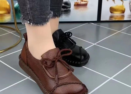Retro Casual Lace Up Soft Leather Platform Leather Shoes