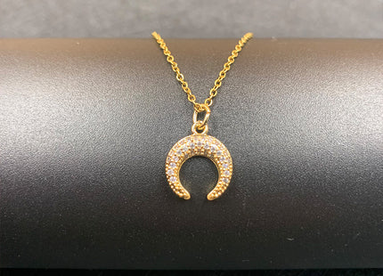 Zircon Moon Necklace Copper Plated Real Gold Full Zirconium Pendant