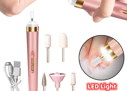 5in1 Manicure Machine Set Electric Nail Drill Polisher Cordless USB Rechargeable With LED Cutters Mill For Manicure Pedicure Accessor