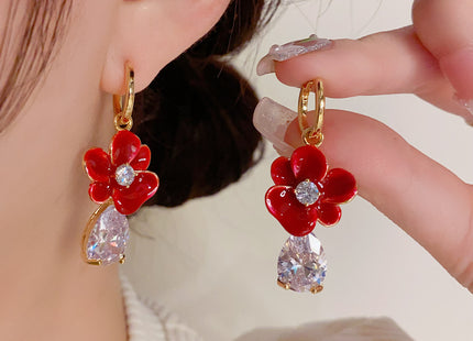 Fashion Flower Zircon Elegant Retro Earrings